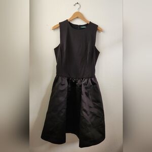 Lauren Ralph Lauren Formal Dress Drop Waist Satin Flare Skirt Black 10‎ NWT